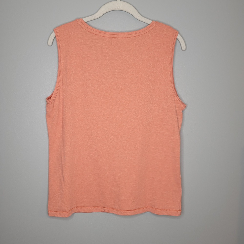 Toad & Co Organic Cotton Blend Orange V-Neck Pocket Tank Top Women's Size M Slub - Picture 5 of 8